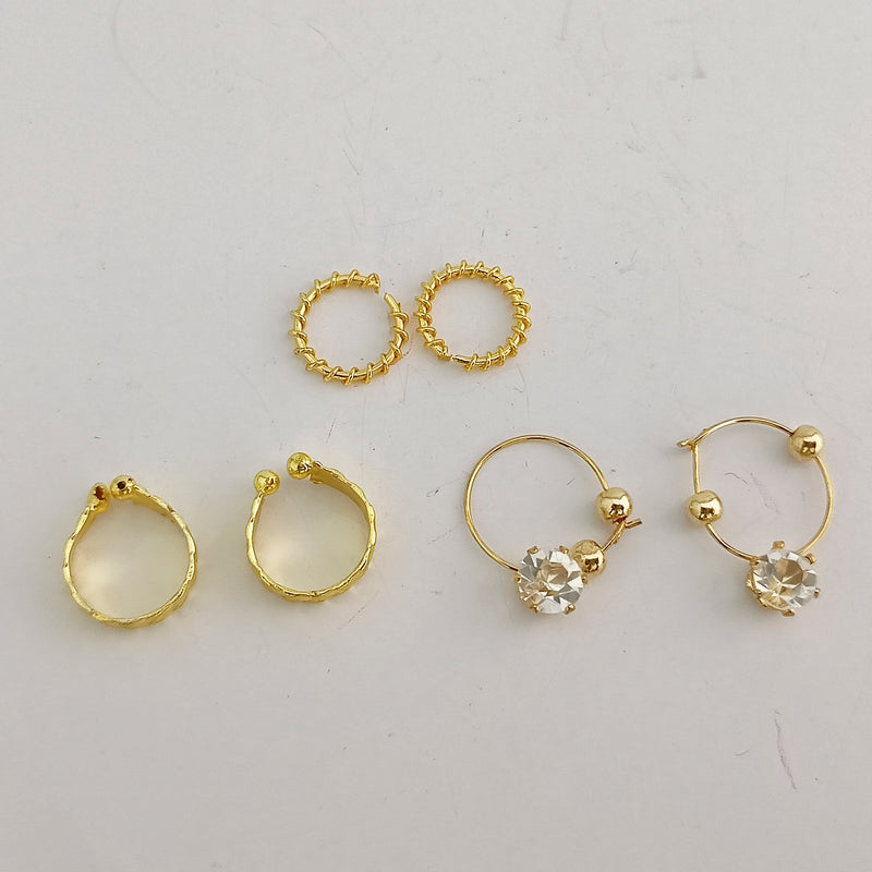 14Fashions Nose Ring And Earrings Jewellery Combo - 1003810
