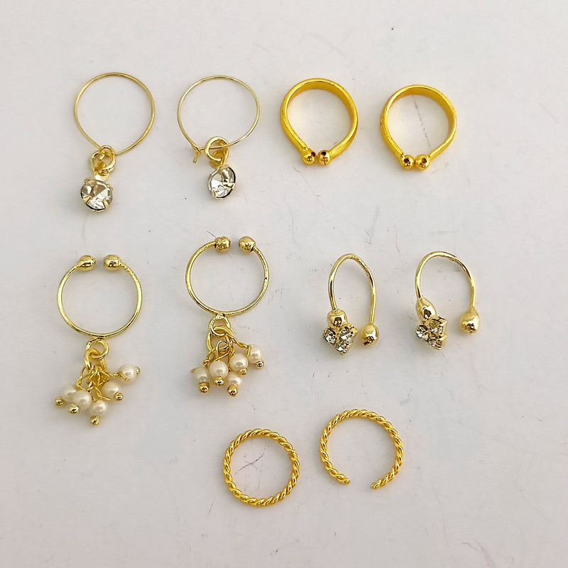 14Fashions Nose Ring And Earrings Jewellery Combo - 1003812