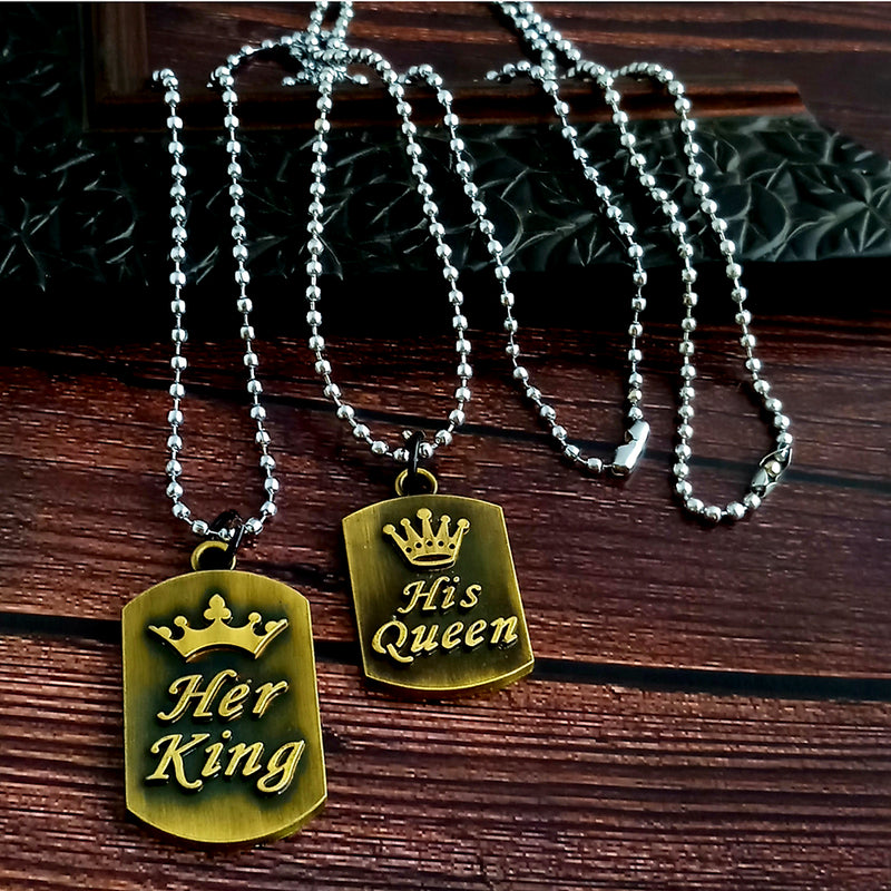 Urbana His Queen Her King Stylish Chain Pendant Combo 1004374