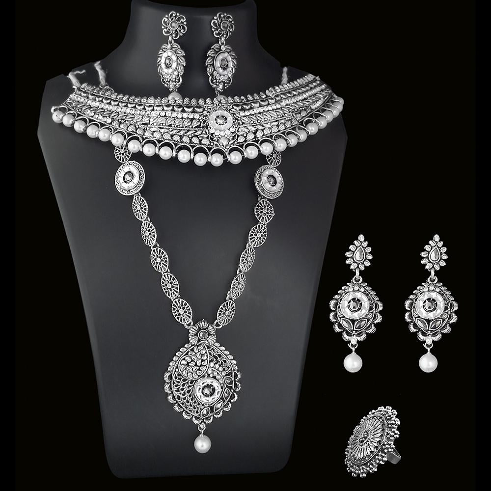 14Fashions Oxidised Plated Designer Bridal Jewellery Set