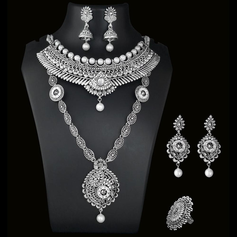 14Fashions Oxidised Plated Designer Bridal Jewellery Set