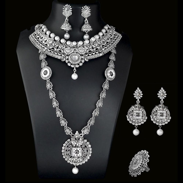 14Fashions Oxidised Plated Designer Bridal Jewellery Set