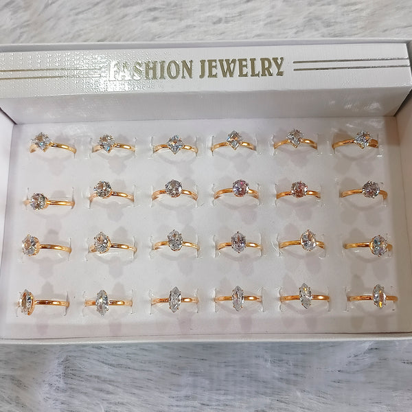 Urbana Gold Plated  24 Pcs AD Stone Adjustable Ring  Box