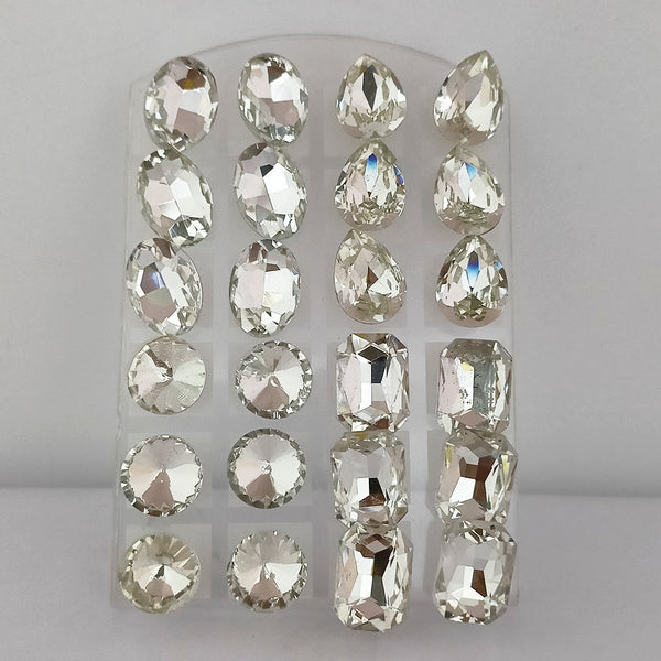 Kriaa Set of 12 Pairs Crystal Stone Stud Earrings Combo