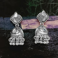 Bhavi Jewels Oxidized Plated Jhumki Earrings