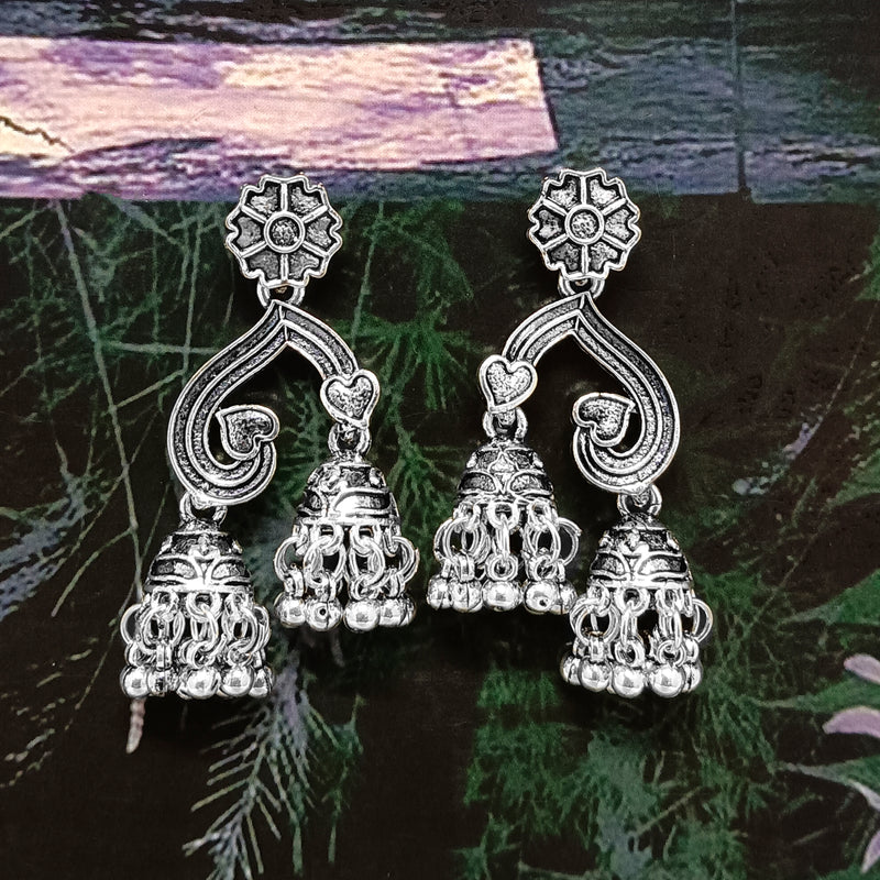 Bhavi Jewels Oxidized Plated Jhumki Earrings