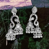 Bhavi Jewels Oxidized Plated Jhumki Earrings