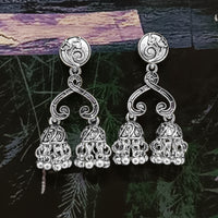 Bhavi Jewels Oxidized Plated Jhumki Earrings
