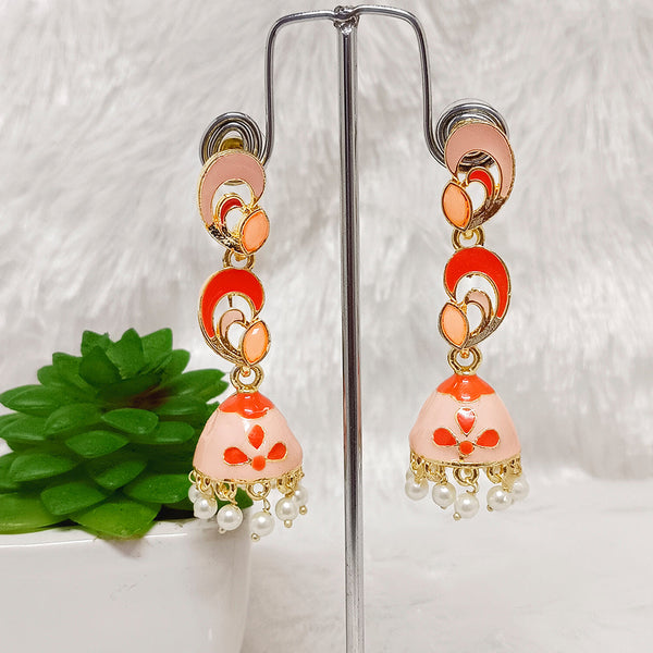 Matchit Gold Plated Meenakari Jhumki Earrings - JW-10101055PE