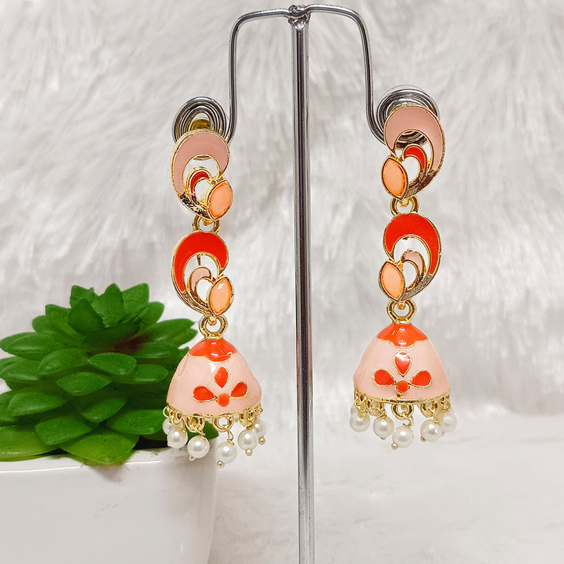 Matchit Gold Plated Meenakari Jhumki Earrings - JW-10101055PE