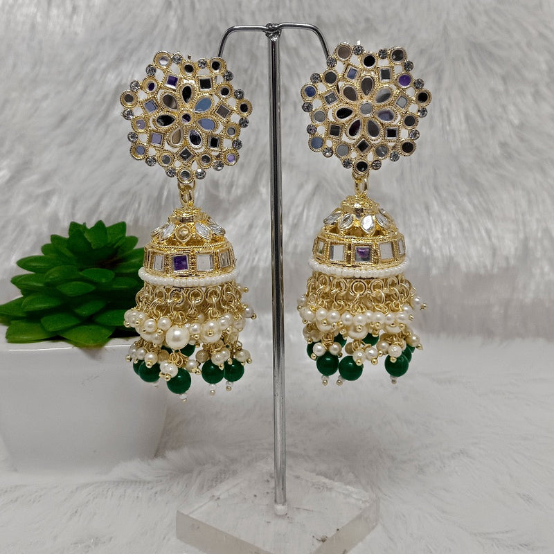 Bhavi Jewels Gold Plated Mirror Jhumki Earrings