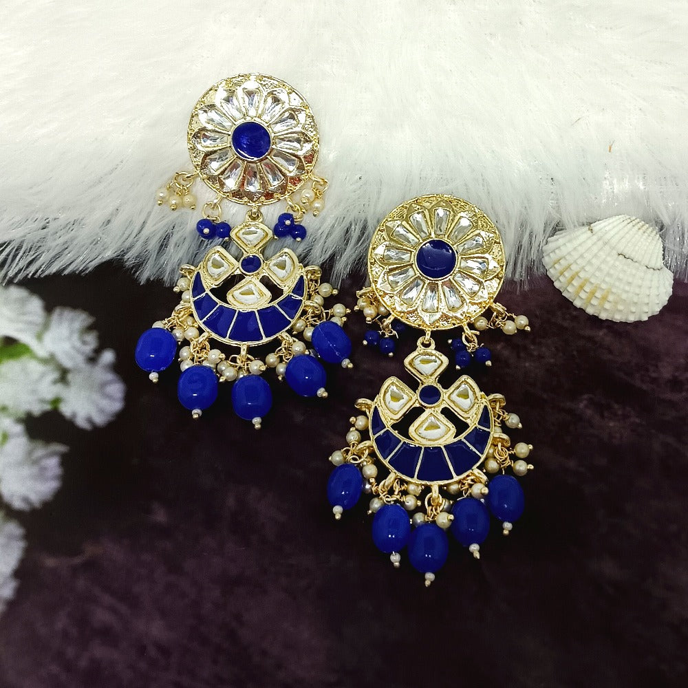 Bhavi Jewels Gold Plated Meenakari Jhumki Earrings