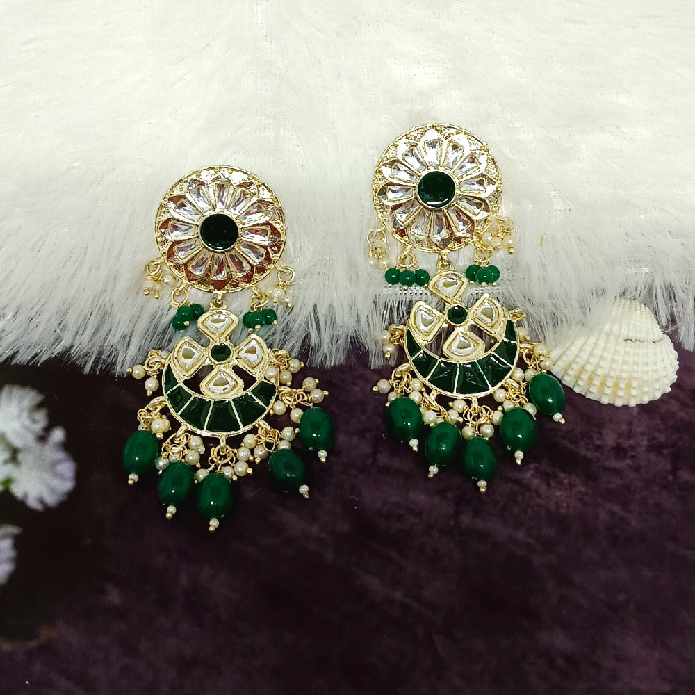 Bhavi Jewels Gold Plated Meenakari Jhumki Earrings