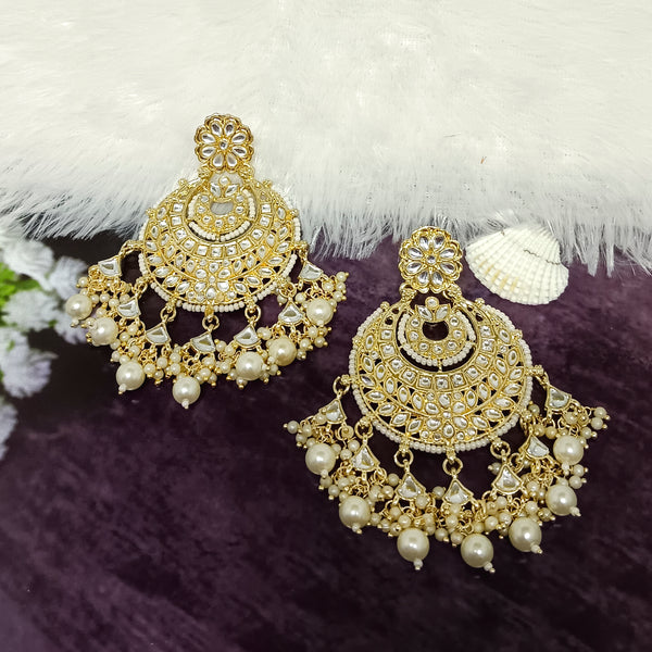 Bhavi Jewels Gold Plated Kundan Stone Dangler Earrings