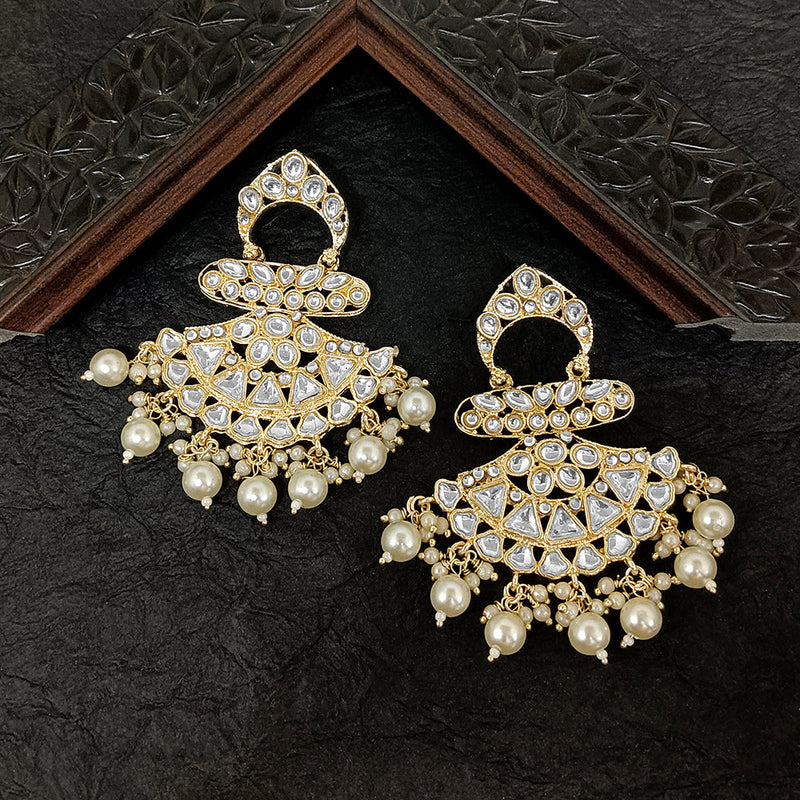 Bhavi Jewels Gold Plated Kundan Stone Dangler Earrings