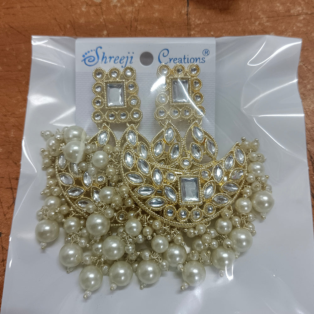 Bhavi Jewels Gold Plated Kundan Stone Dangler Earrings