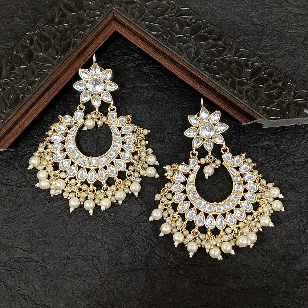 Bhavi Jewels Gold Plated Kundan Stone Dangler Earrings