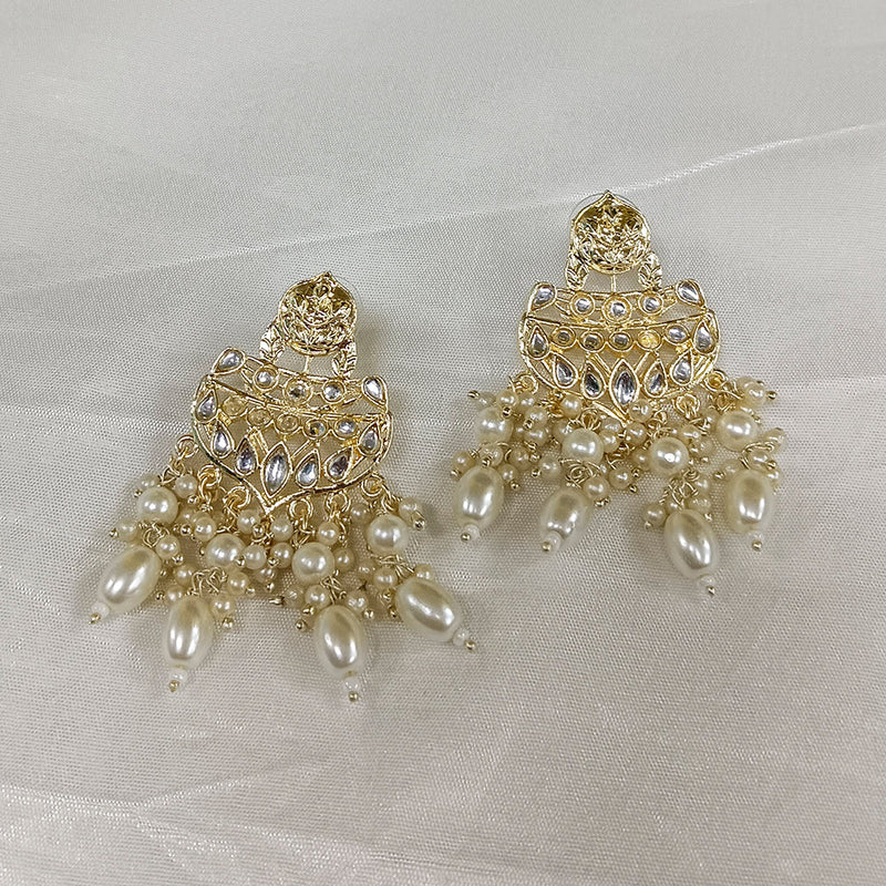 Matchit Kundan Stone Gold Plated Dangler Earrings - JW-10101105WH