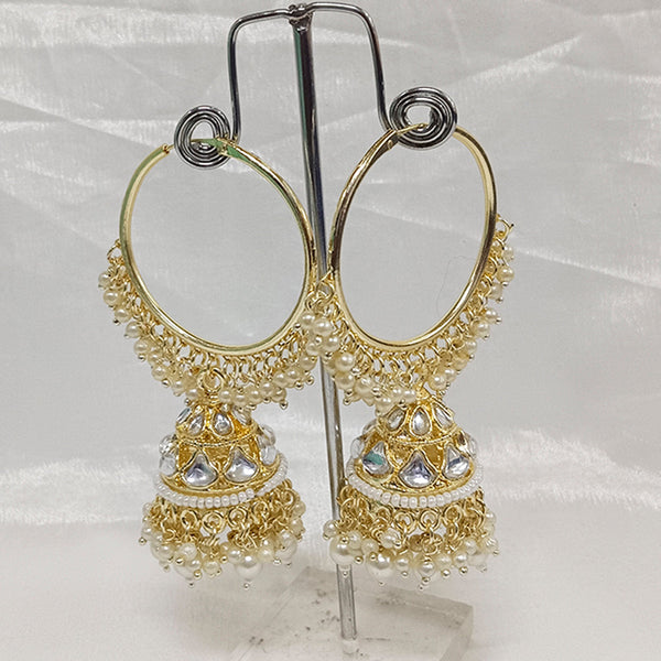 Matchit Kundan Stone Gold Plated Jhumkis Earrings - JW-10101120WH