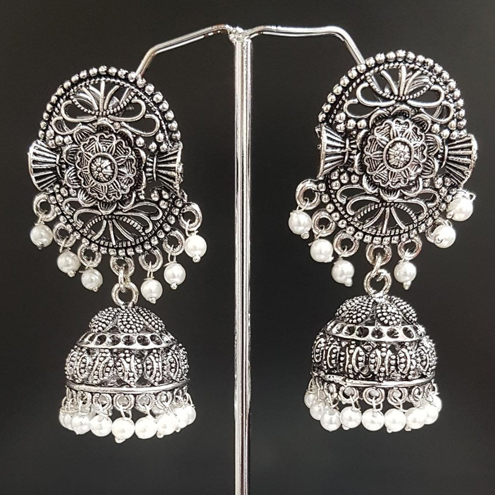 Shreeji Oxidised Plated Jhumki Earrings