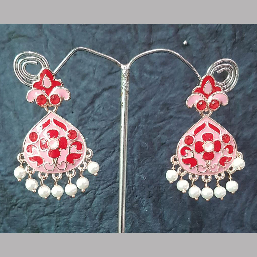 Shreeji Silver Plated Meenakari Dangler Earrings