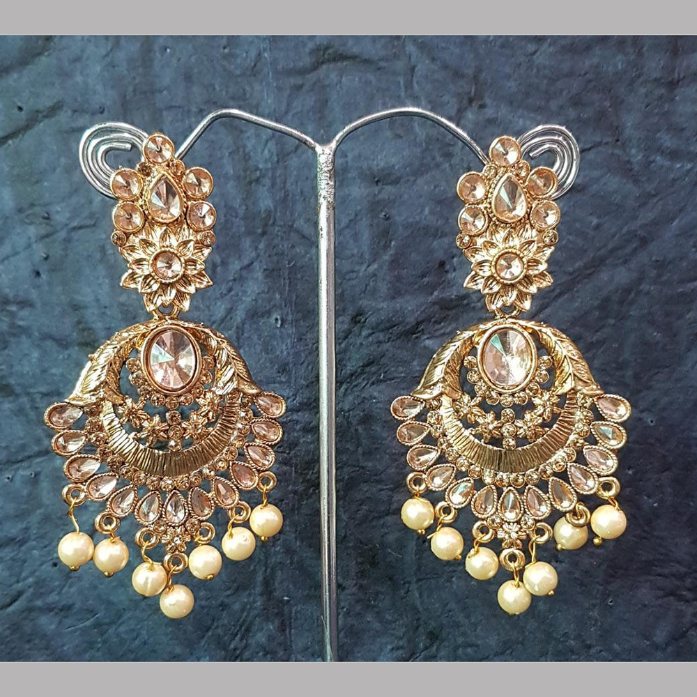 Shreeji Gold Plated Crystal Stone Dangler Earrings