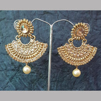 Shreeji Gold Plated Crystal Stone Dangler Earrings