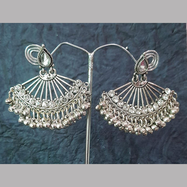 Shreeji Silver Plated Crystal Stone Dangler Earrings