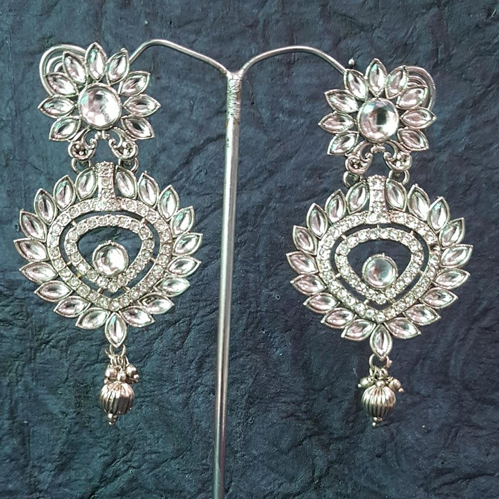 Shreeji Silver Plated Crystal Stone Dangler Earrings