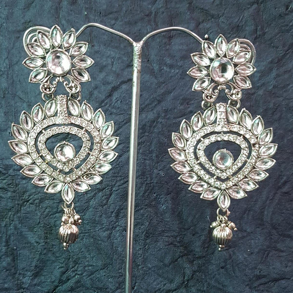 Shreeji Silver Plated Crystal Stone Dangler Earrings