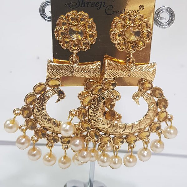 Shreeji Gold Plated Dangler Earrings