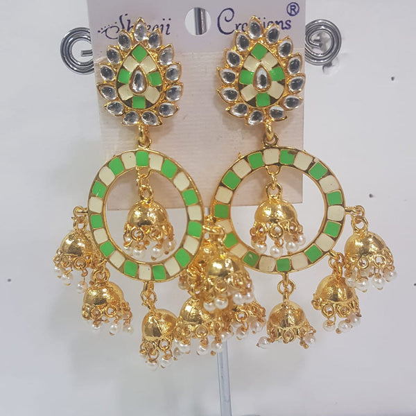 Shreeji Gold Plated Meenakari Dangler Earrings