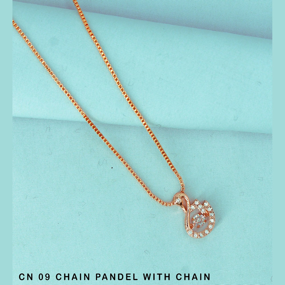 Mahavir Austrian Stone Rose Gold Plated Chain Pendant