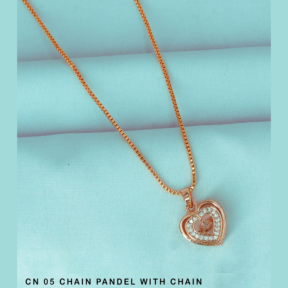 Mahavir Austrian Stone Rose Gold Plated Chain Pendant