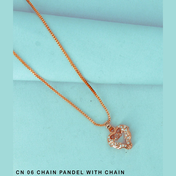 Mahavir Austrian Stone Rose Gold Plated Chain Pendant