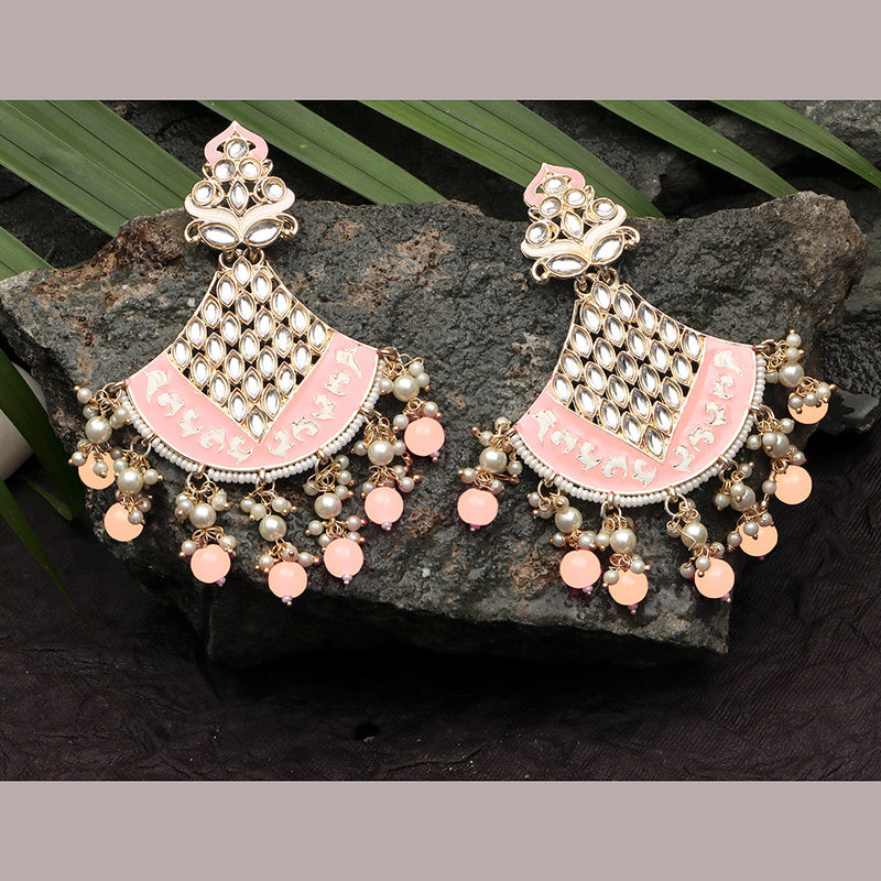 Bhavi Jewels Kundan And Meenakari Dangler Earrings