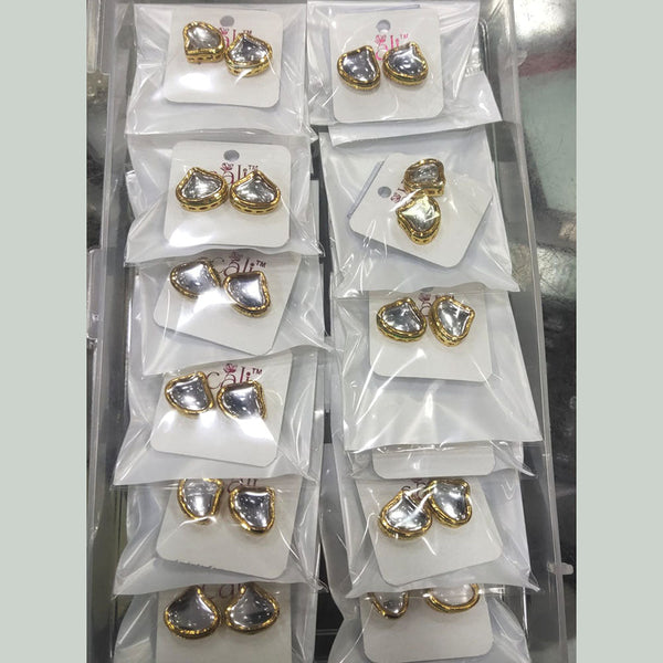 Om Creations Gold Plated Kundan Stud Earrings