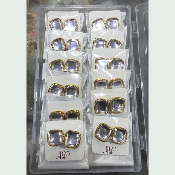 Om Creations Gold Plated Kundan Stud Earrings