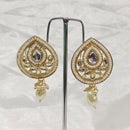 Matchit Kundan Stone Gold Plated Dangler Earrings - JW-10161001WH
