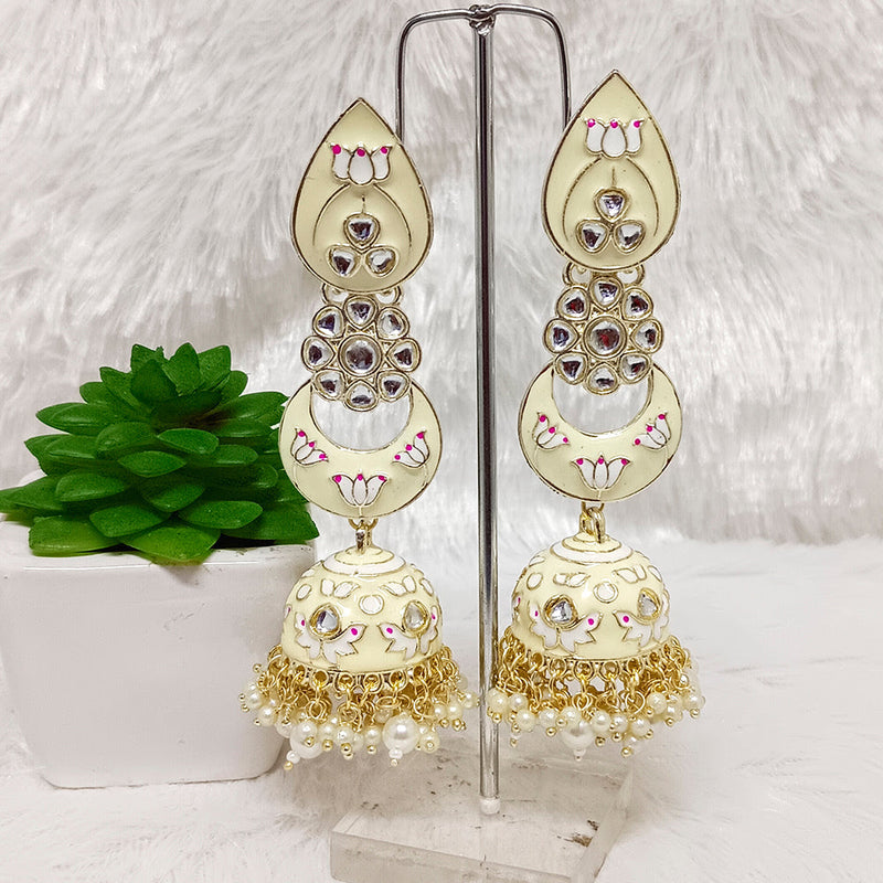 Matchit Gold Plated Meenakari Jhumkis Earrings - JW-10161017PE