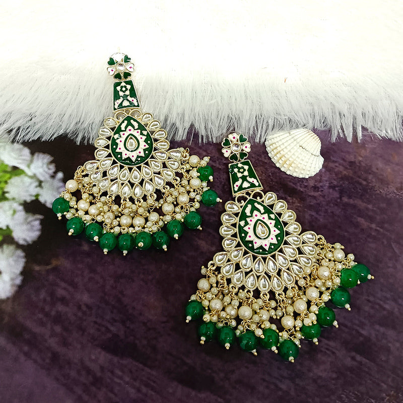 Matchit Gold Plated Kundan Dangler Earrings - JW-10161030GR