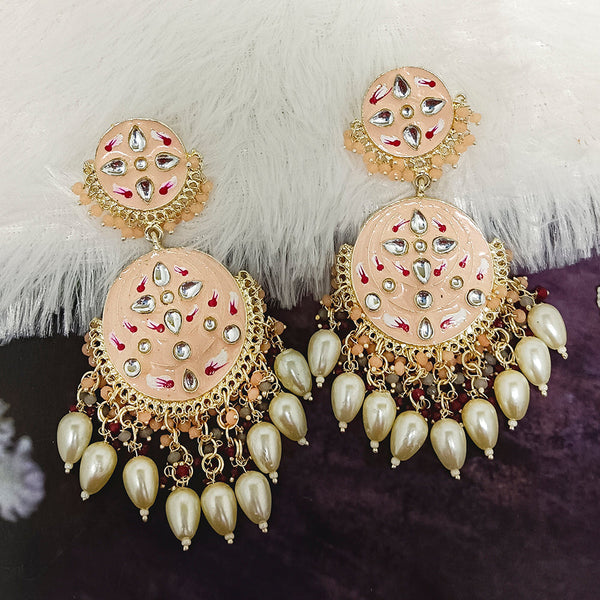 Matchit Gold Plated Kundan Dangler Earrings - JW-10161031PE