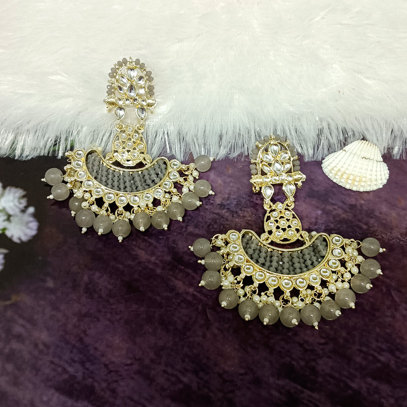 Bhavi Jewels Gold Plated Kundan Stone Dangler Earrings