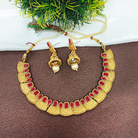 Bhavi Jewels Pota Stone Gold Plated  Necklace Set
