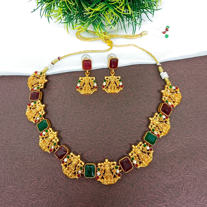 Bhavi Jewels Crystal Stone Gold Plated Necklace Set