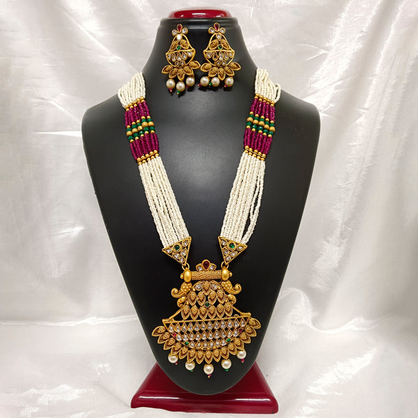 Bhavi Jewels Kundan Stone Gold Plated Necklace Set