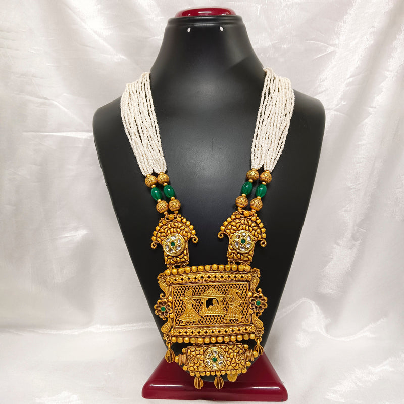 Matchit Kundan Stone Gold Plated Necklace Set - JW-10161049GR