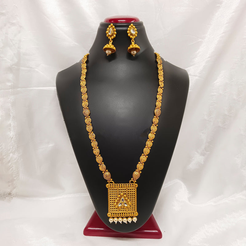 Matchit Kundan Stone Gold Plated Necklace Set - JW-10161058WH