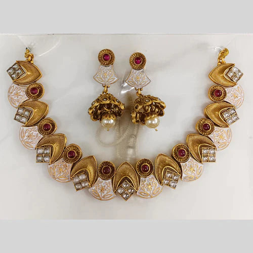 Bhavi Jewels Rose Gold Plated AD  Necklace Set