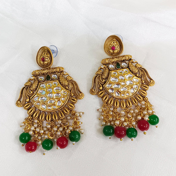 Matchit Kundan Stone Gold Plated Dangler Earrings - JW-10161074MGR